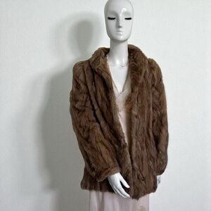 Vintage Taupe Mink Fur Coat 1960s Soft Brown Luxury Mid-Century Glamour S/M